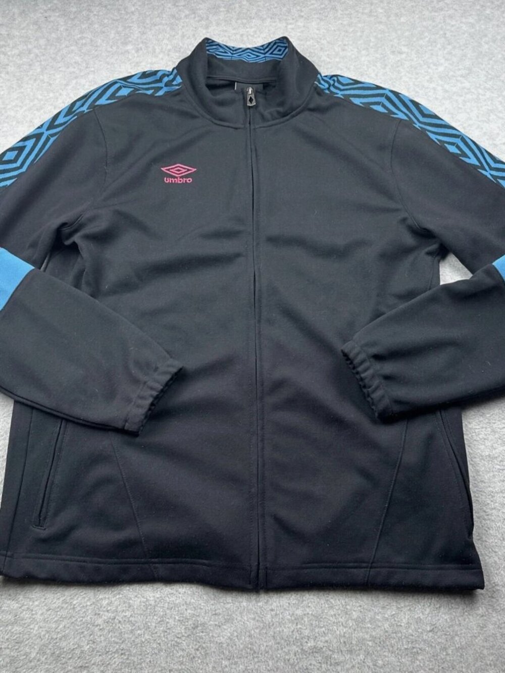 Umbro Track Jacket Men’s MediumRetro Full Zip Black Multicolor Color Block Sport